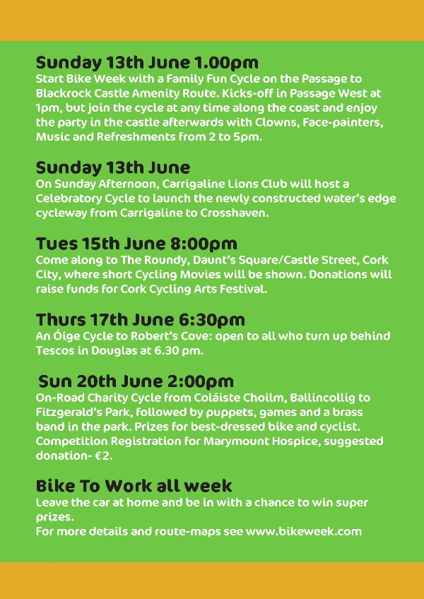 National Bike Week - Cork events 2010 - Poster page 2