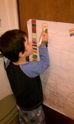Daniel marking off his chart Daniel marking off his chart