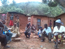 church meeting outside in African village