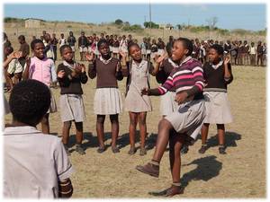 School girls dancing. School girls dancing.