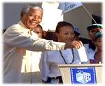 Nelson Mandela casts his first vote on April 30th, 1994. Nelson Mandela casts his first vote on April 30th, 1994.