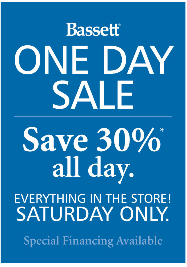 One Day Sale. Save 30% all day.
