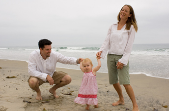 family on the beach