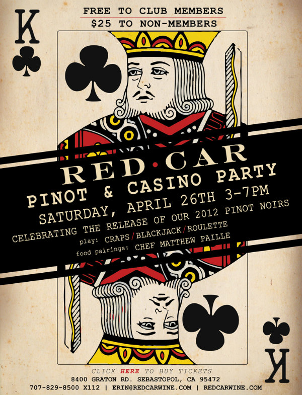 pinot casino Red Car Wine Pinot & Casino Party