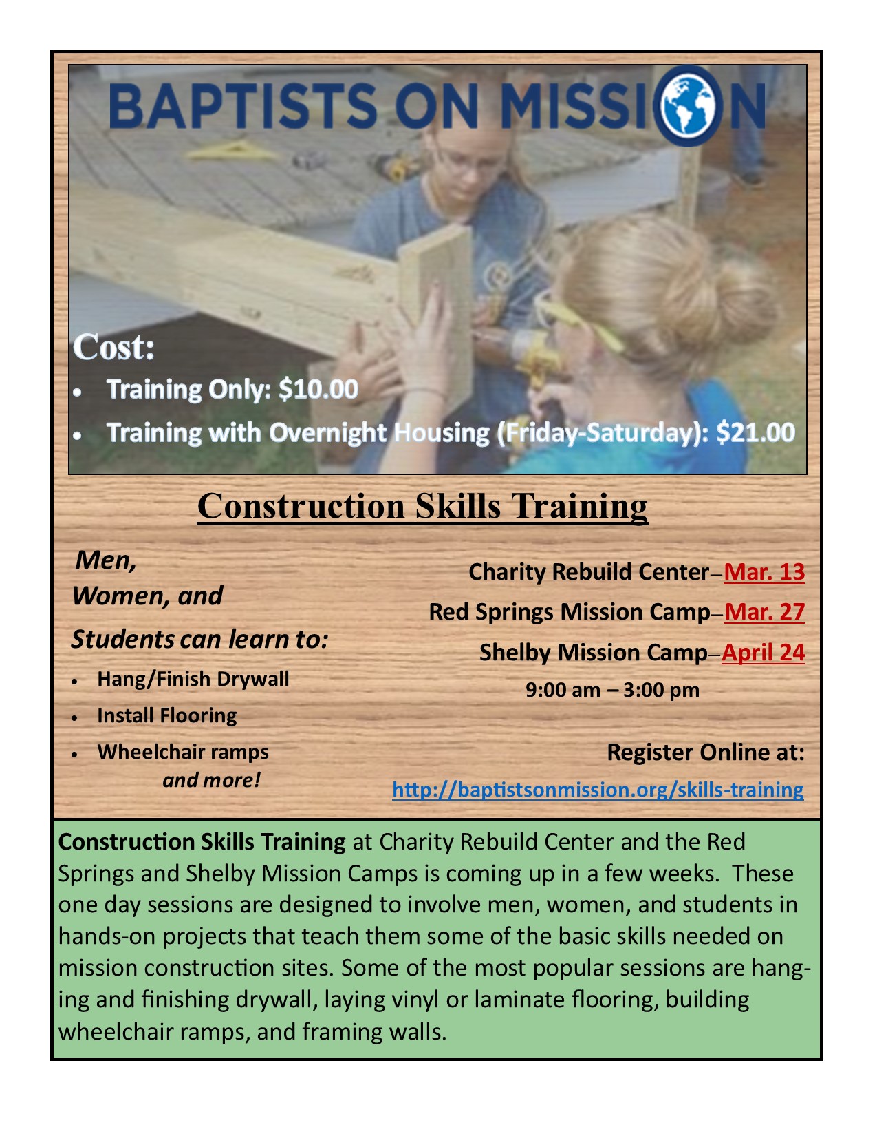 Construction Skills Training Flyer 3 Construction Skills Training Flyer 3