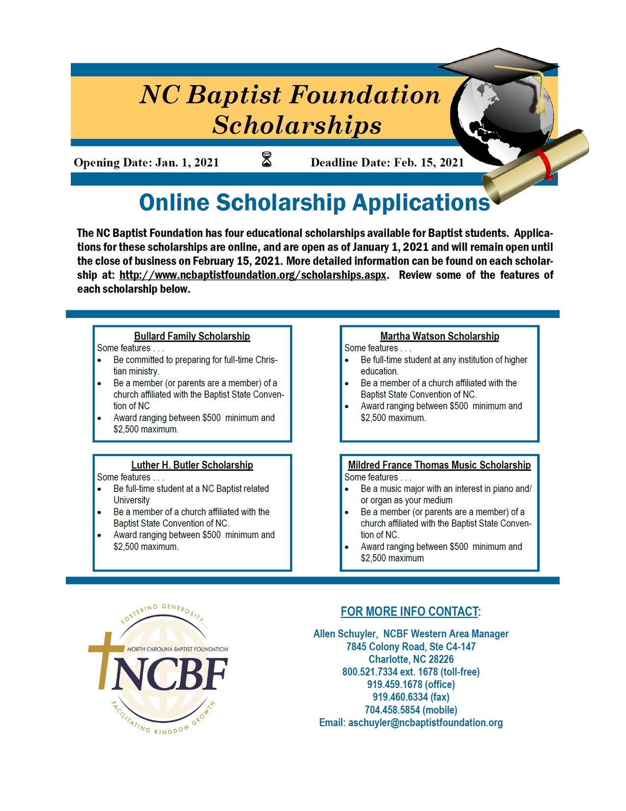 NC Baptist Foundation Scholarships 2021 3 NC Baptist Foundation Scholarships 2021 3