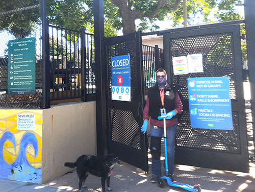 Cheryl accepts a donated scooter